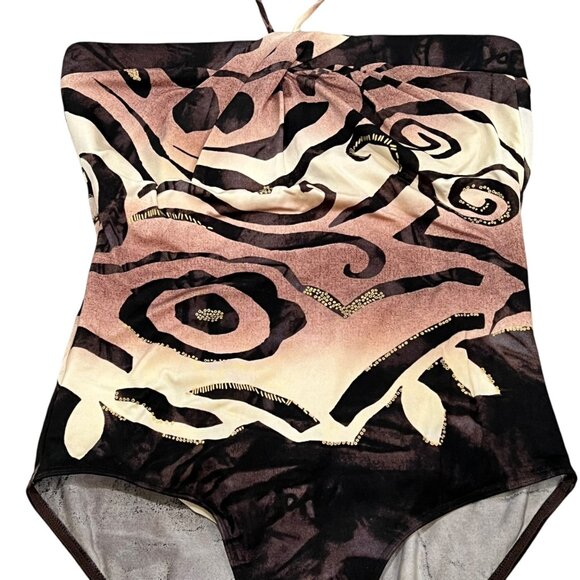 Sunflair Jutta Friemann Halter Neck One-Piece Swimsuit With Tribal Print & Beade - Picture 4 of 7